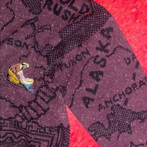 VINTAGE 80s GOLD RUSH Novelty Alaska Yukon CRICKETEER Sweater Pullover Korea L